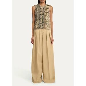 Dries Van Noten Tamba Printed Knit Top in Beige XS